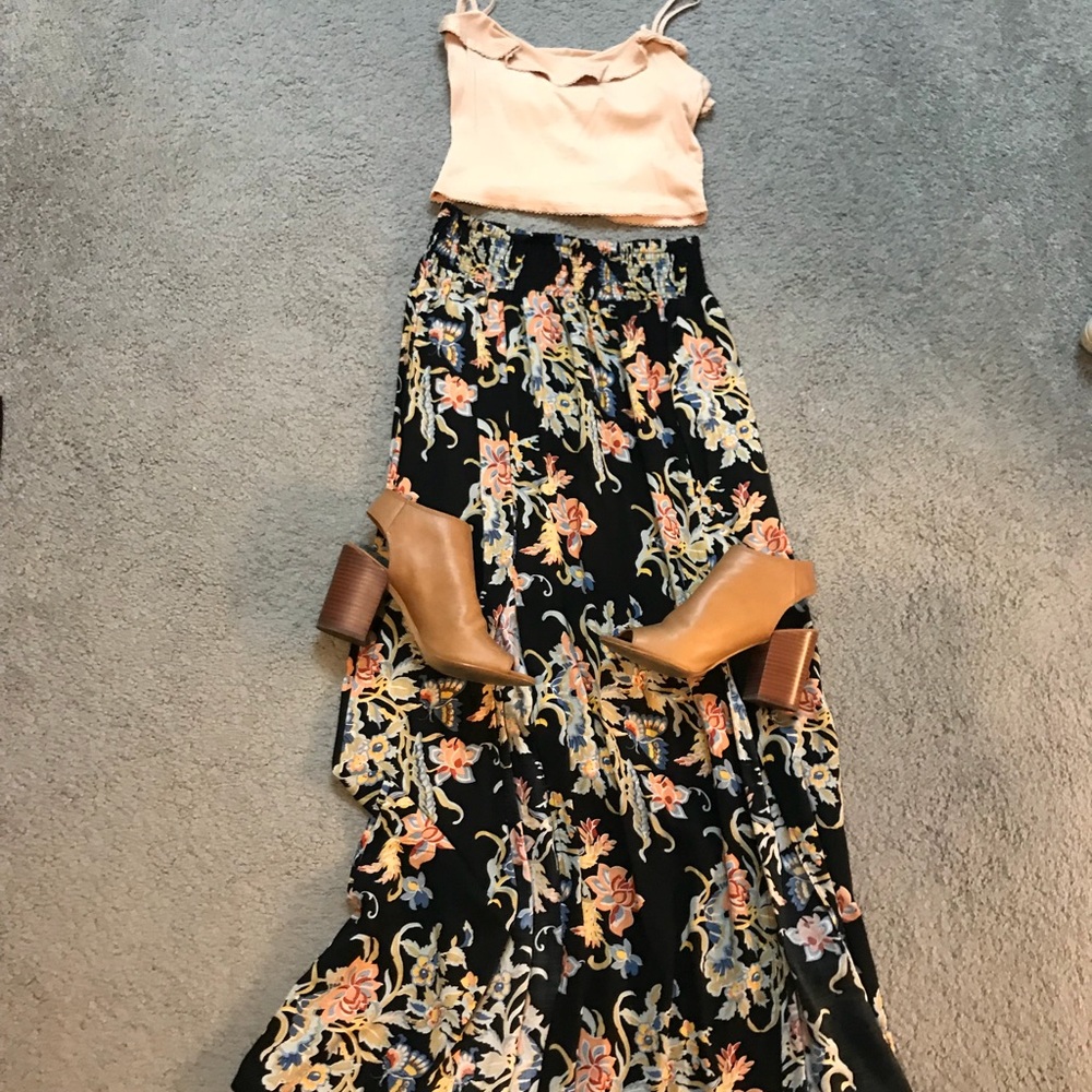 High slit floral maxi skirt